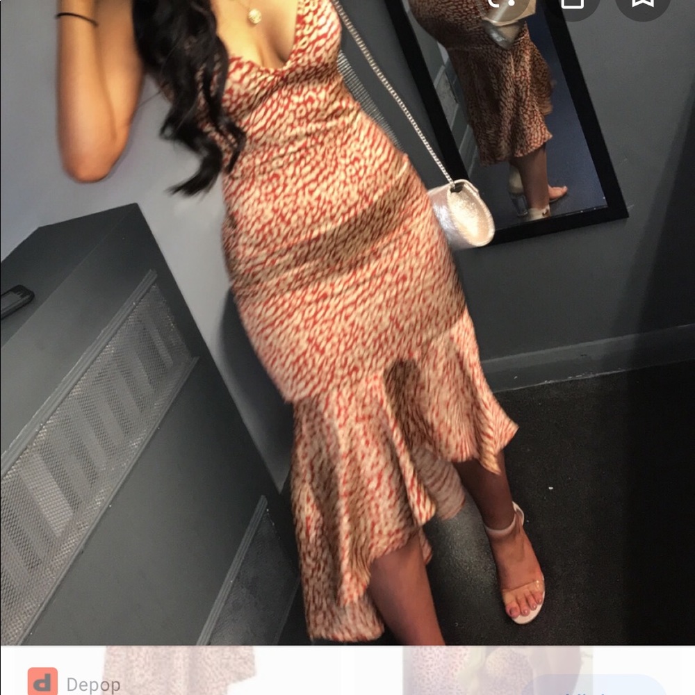 PLT Leopard midi dress frill hem